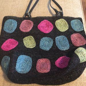 AnnaBel Ingall  Australia Woven Raffia  Black Blue Pink Green Shoulder Tote Bag